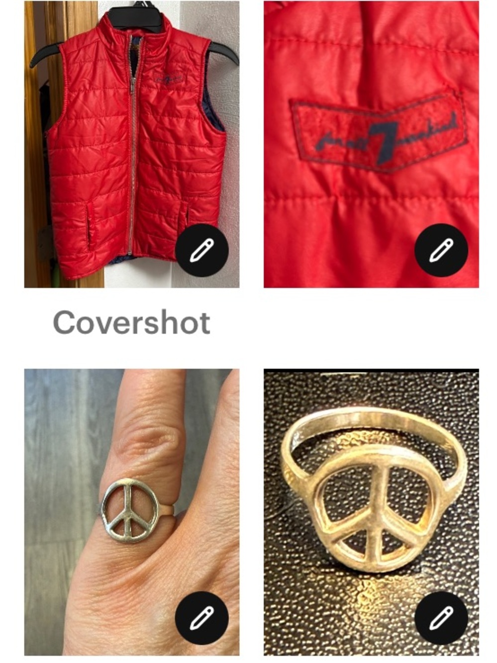 KIDS Vest sz6 red/blue double branding logos+925 Silver Peace☮️Ring sz7